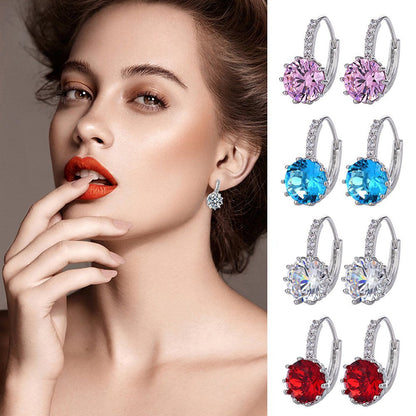 Artificial Diamond Earrings for Women Girls, Vintage Hoop Earrings Alloy Silver