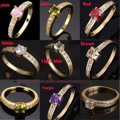 Woman'S round Cut Blue Aquamarine Golden Wedding Ring Wedding Ceremony Party Fan
