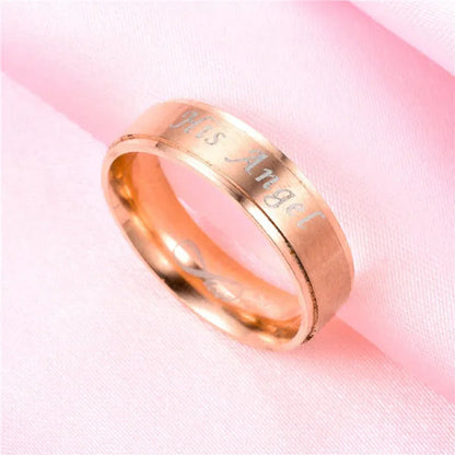 Fashion 'His Angel' 'His Angel' Stainless Steel Couples Ring Wedding Ring Gifts