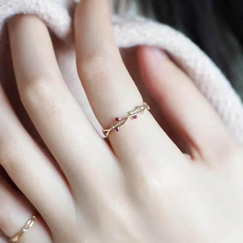 Simple Fashion Natural Ruby Gemstone Bridal Wedding Ring for Womens Engagement W