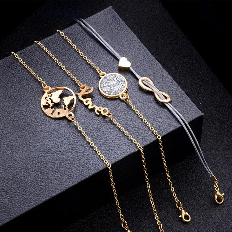 Fashion 5 Pieces / Set of Women'S Love Turtles Braided Rope Bracelet Jewelry Gif