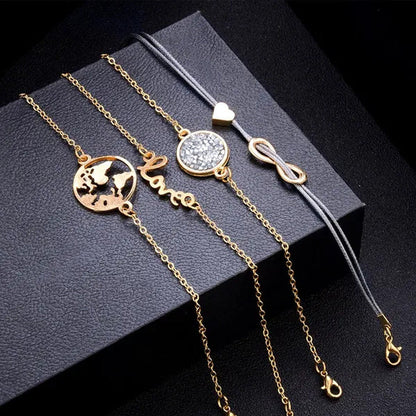 Fashion 5 Pieces / Set of Women'S Love Turtles Braided Rope Bracelet Jewelry Gif