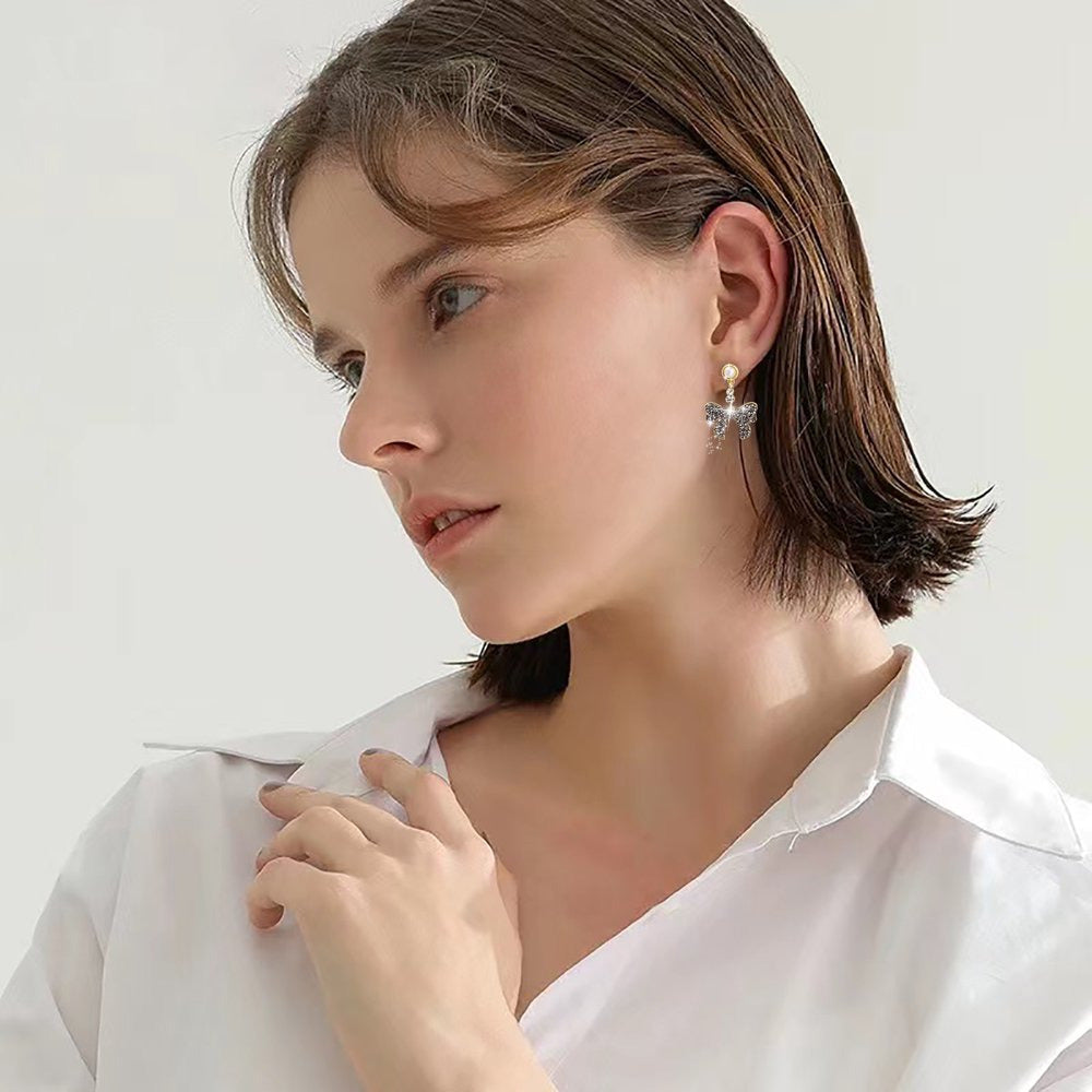 Rose Gold Earrings for Women Bow Earrings Jewellery Birthday Proposal Gift Weddi