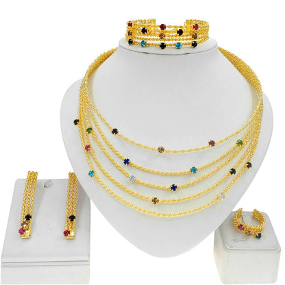 Latest Exquisite Brazilian Gold Plated Wedding Jewelry Set Gold Plated Bridal