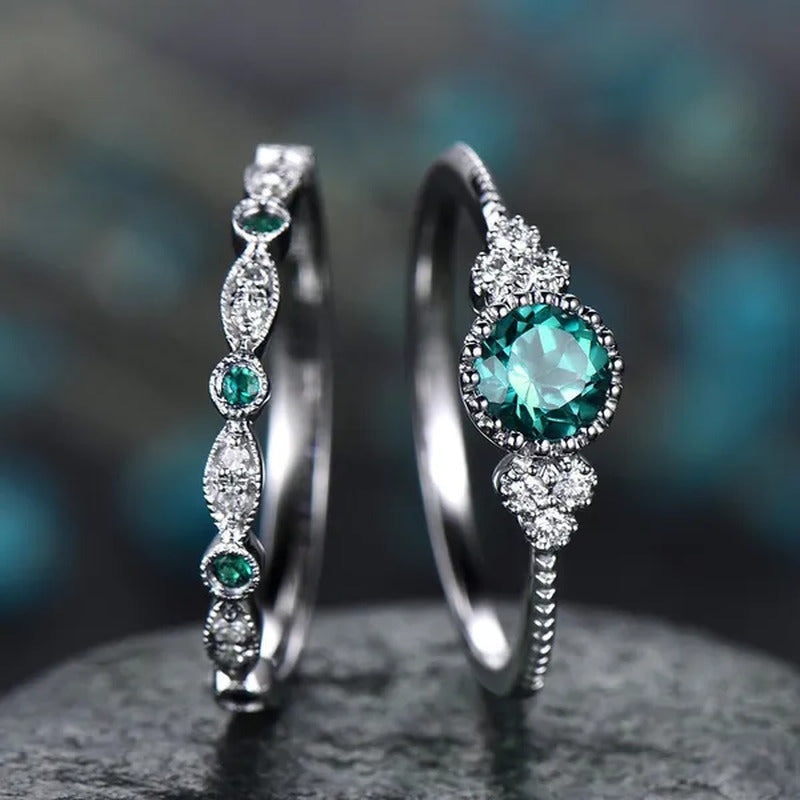 New Trendy 2019 Hot Sale Wedding Rings Set Natural Amethyst Sapphire Ring for Wo