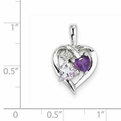 Sterling Silver Amethyst & Pink Amethyst & Diamond Pendant. Gem Wt- 0.86Ct