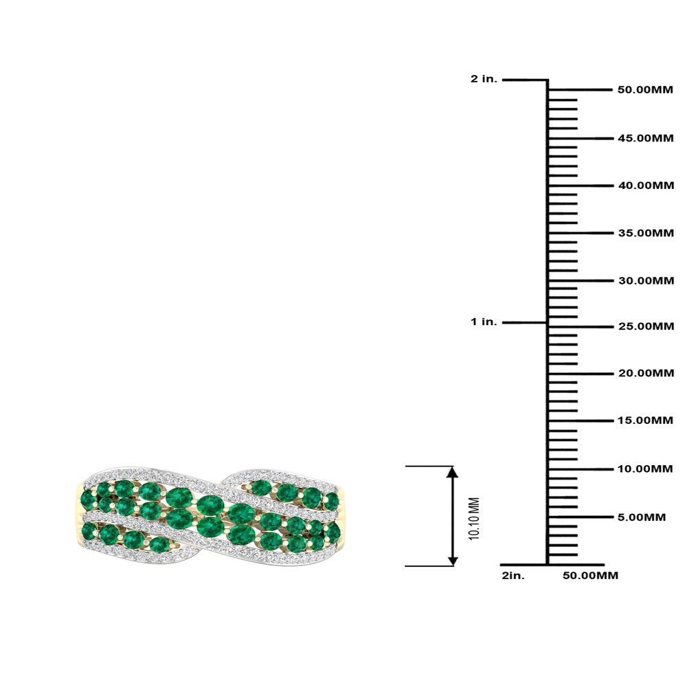 Imperial Gemstone 10K Yellow Gold Emerald 1/4 CT TW Diamond Women'S Fashion Ring