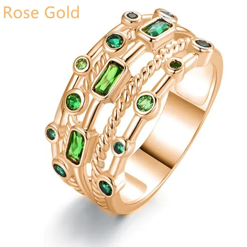Fashion Jewelry 925 Sterling Silver Women Emerald Ring Elegant Princess Proposal