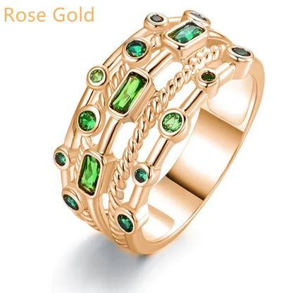 Fashion Jewelry 925 Sterling Silver Women Emerald Ring Elegant Princess Proposal