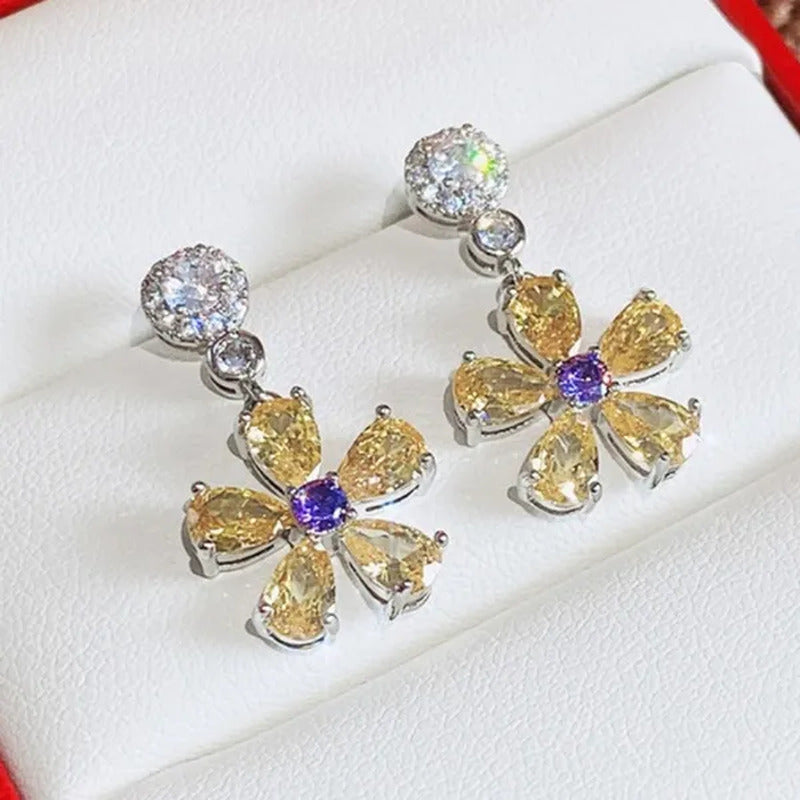 Fashion Bridal Wedding Earrings Jewelry Gifts Silver Plated Lab Diamond Gemstone