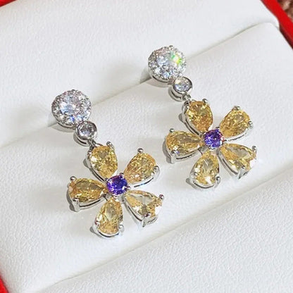 Fashion Bridal Wedding Earrings Jewelry Gifts Silver Plated Lab Diamond Gemstone