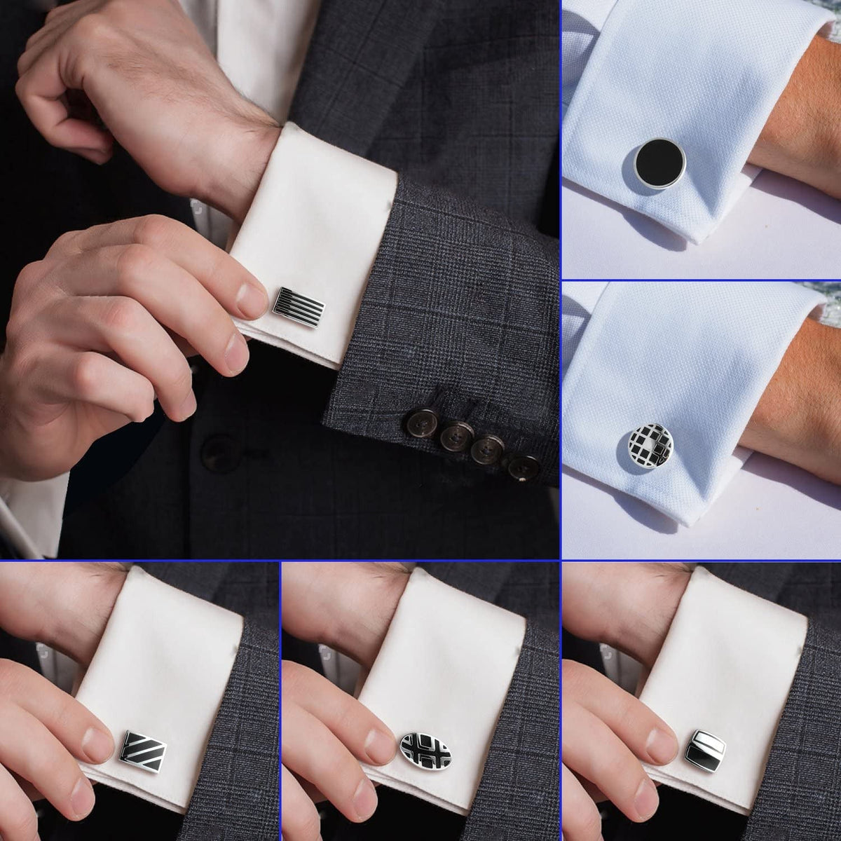 12 Pairs Cufflinks Set Gifts for Men Vintage Wedding Tuxedo Shirt Cuff Links Sil