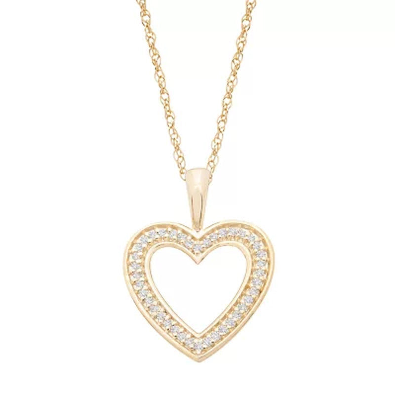 0.10 CT. T.W. Diamond Heart Pendant in 14K Yellow Gold