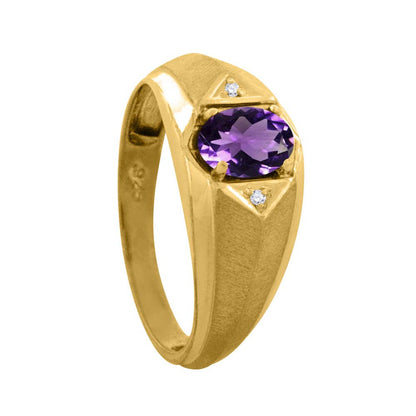 Mauli Jewels Engagement Rings for Men 0.76 Carat Mens Diamond and Oval Amethyst