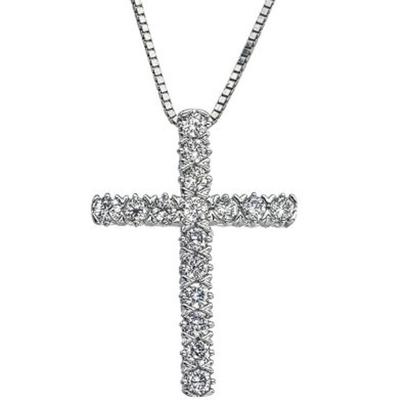 0.23 CT. T.W. Diamond Cross Pendant in 14K Gold