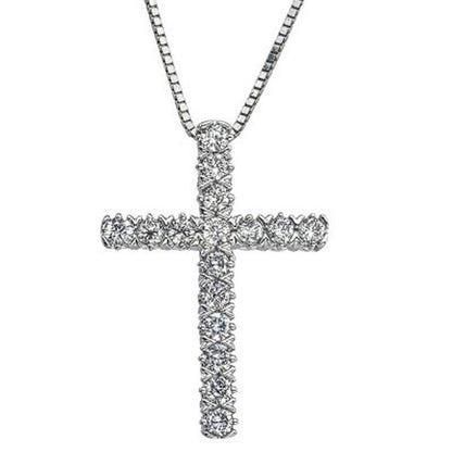 0.23 CT. T.W. Diamond Cross Pendant in 14K Gold