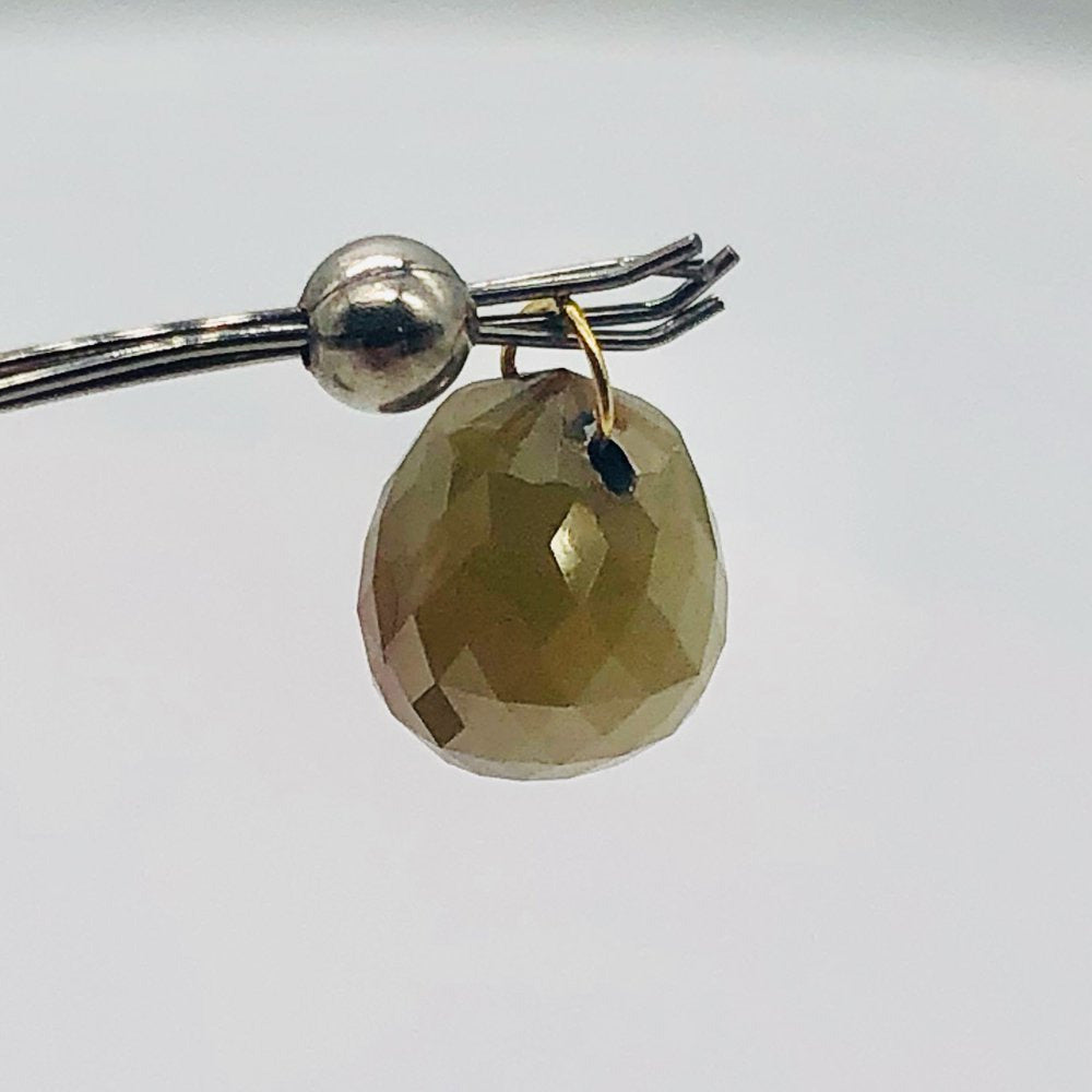 3.43Cts Bi-Color Diamond Briolette 18K Pendant | 8X7Mm |