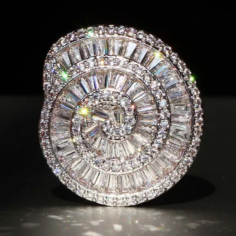 Gorgeous 925 Silver Crown Natural Gemstones White Sapphire Birthstone Bride Wedd