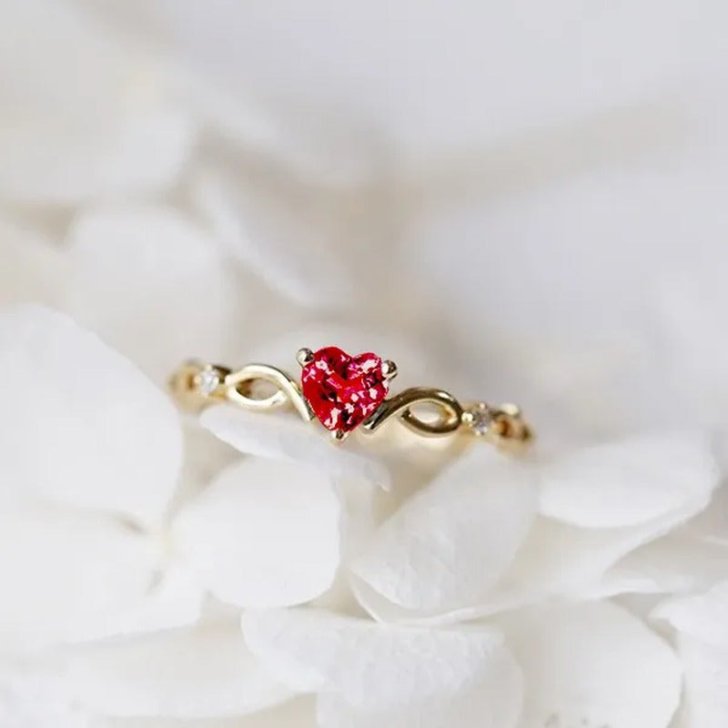 Women Dainty 18K Gold Plated Seablue Eternal Heart Shaped Sapphire Diamond Gemst