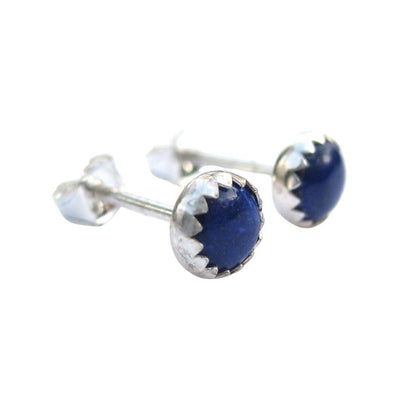 Blue Lapis Lazuli Earrings, Blue Stud Gemstone 5Mm Post Earrings