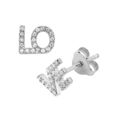 Love Earrings and 0.11 CT. T.W. Diamonds in Sterling Silver