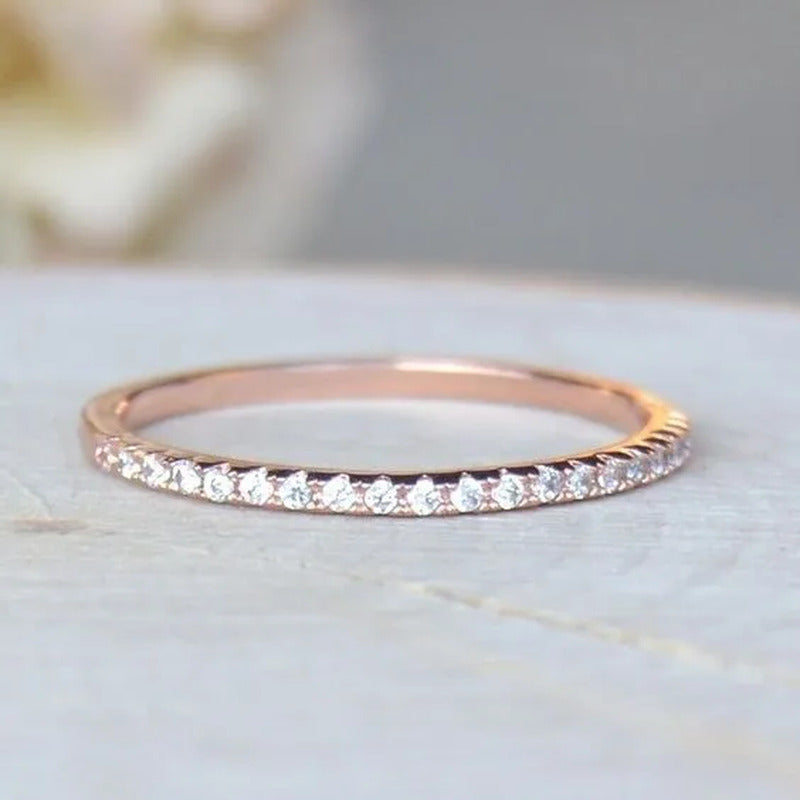 Womens Small Half Eternity Bridal Wedding Band, Stacking Ring, Stackable Band, A