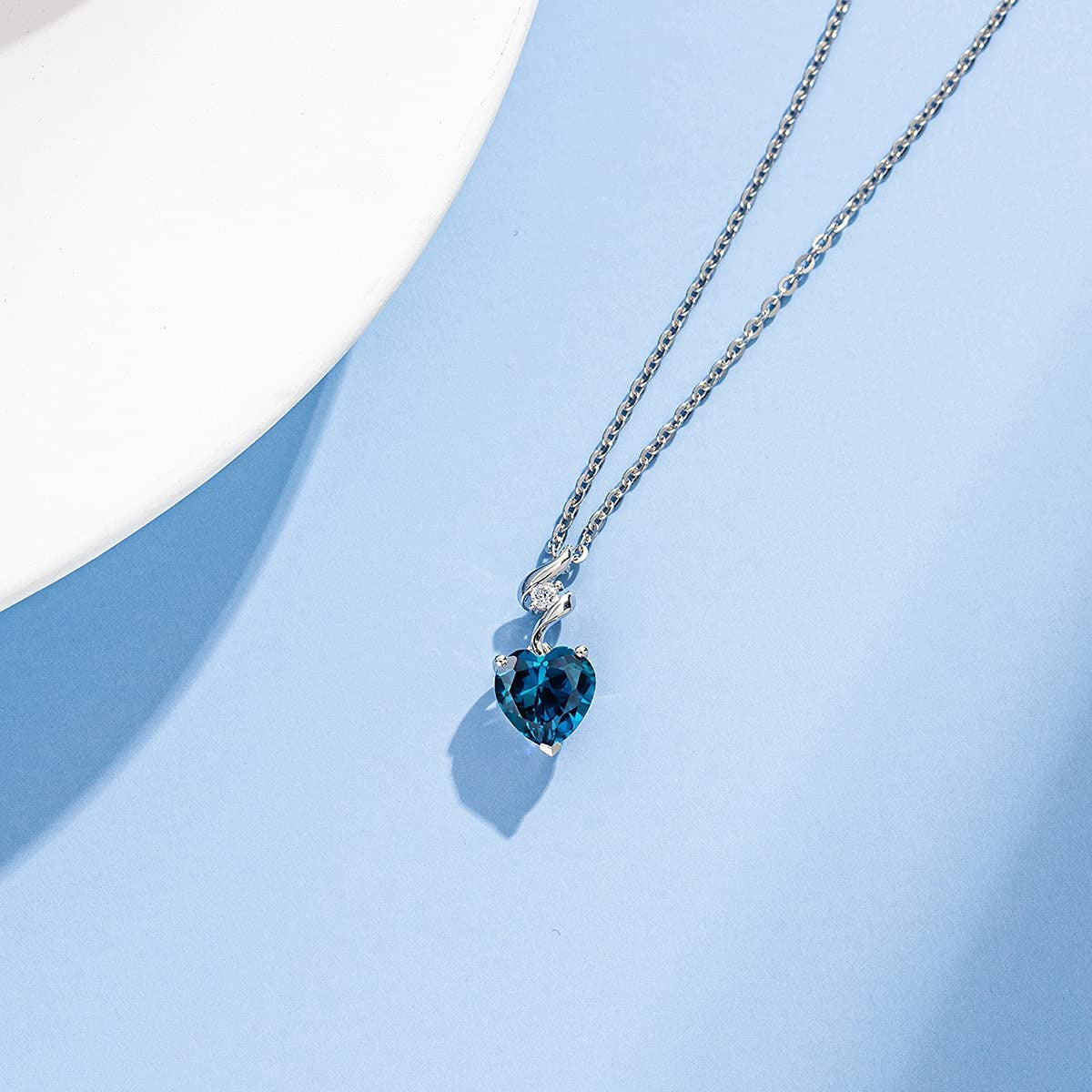 Valentines Day Gifts for Her 14K Solid White Gold Diamond Genuine or Created Gem