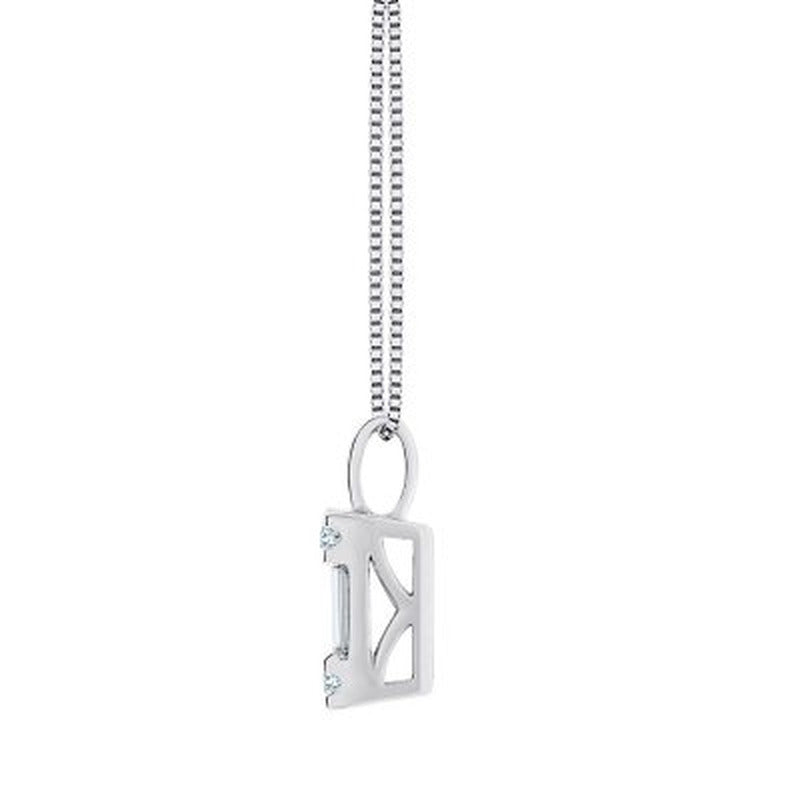 0.23 CT. T.W. Baguette and round Diamond Pendant in 14K White Gold