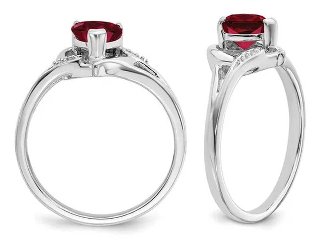 3/4 Carat (Ctw) Lab Created Heart Ruby Ring in 14K White Gold