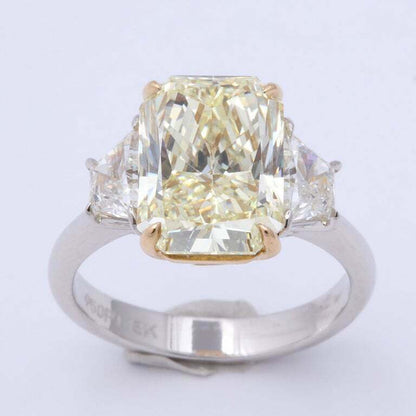 5 Carat Radiant Cut Yellow Diamond Ring GIA Certified