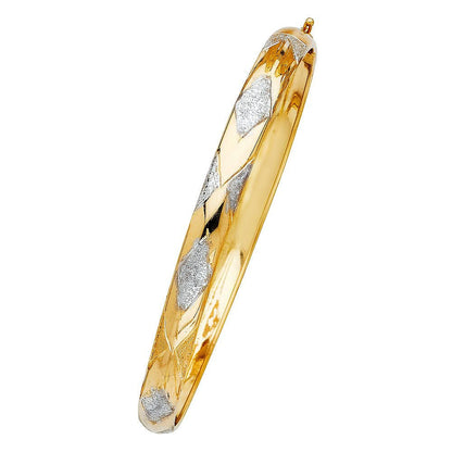 14K Two-Tone Gold 7Mm Diamond-Cut Flexible Bangle Bracelet - 8"