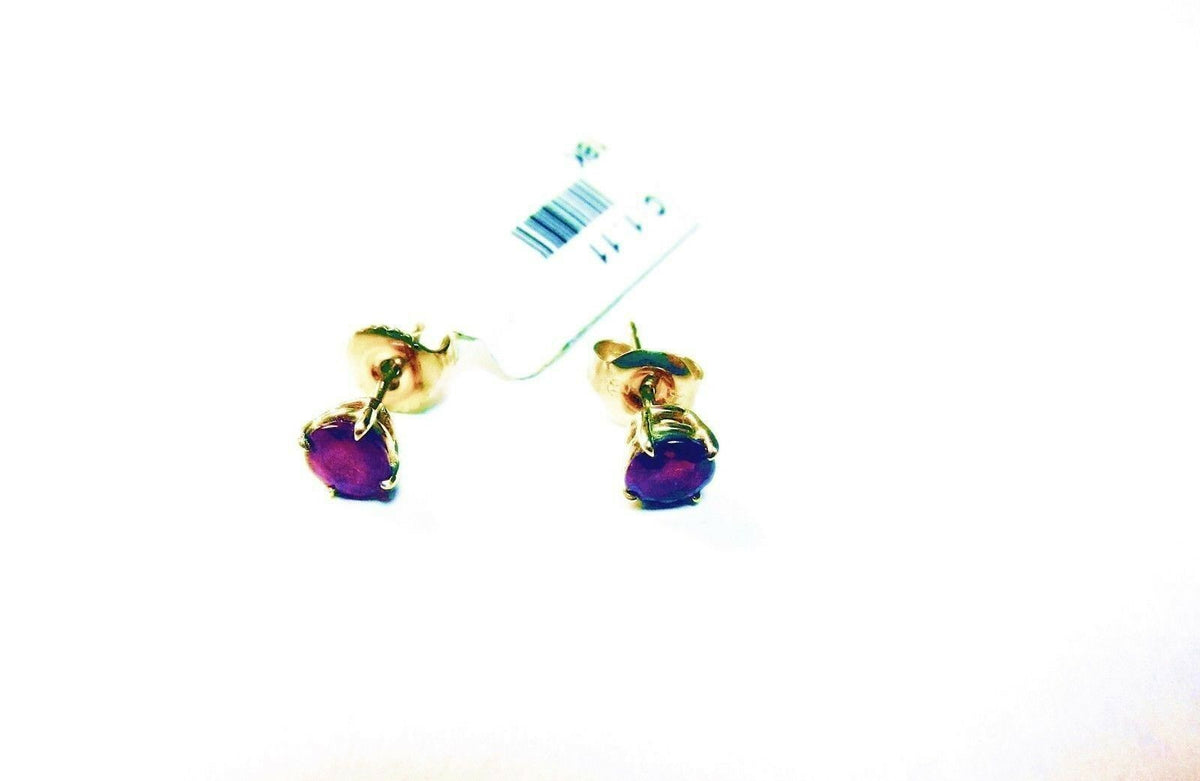 1.11 CT RUBY ROUND SHAPE MEDIUM RED STUD EARRING ROUND STUD 18 K YELLOW GOLD