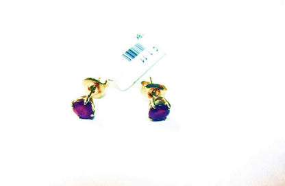 1.11 CT RUBY ROUND SHAPE MEDIUM RED STUD EARRING ROUND STUD 18 K YELLOW GOLD