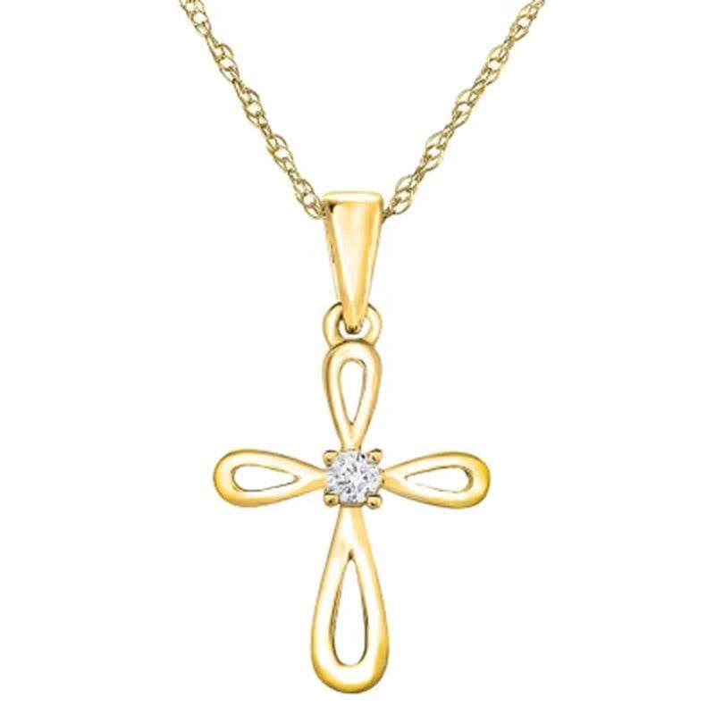 0.02 CT. T.W. Diamond Cross Pendant in 14K Gold