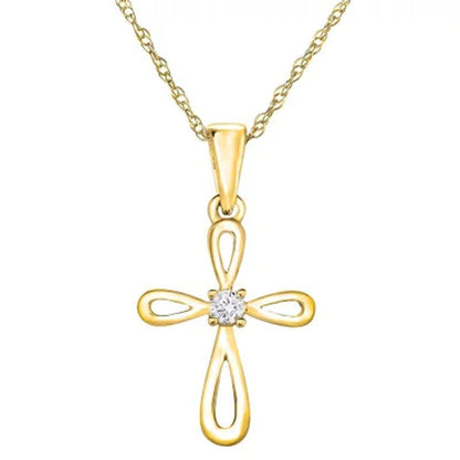 0.02 CT. T.W. Diamond Cross Pendant in 14K Gold