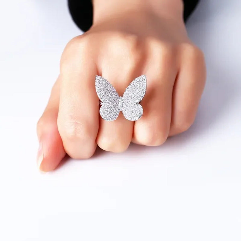 925 Silver Ring Butterfly Ring Statement Crown Ring Natural Gemstones Ring Weddi