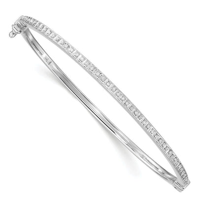 925 Sterling Silver Diamond Mystique Platinum-Plated Diamond Bangle Cuff Bracele