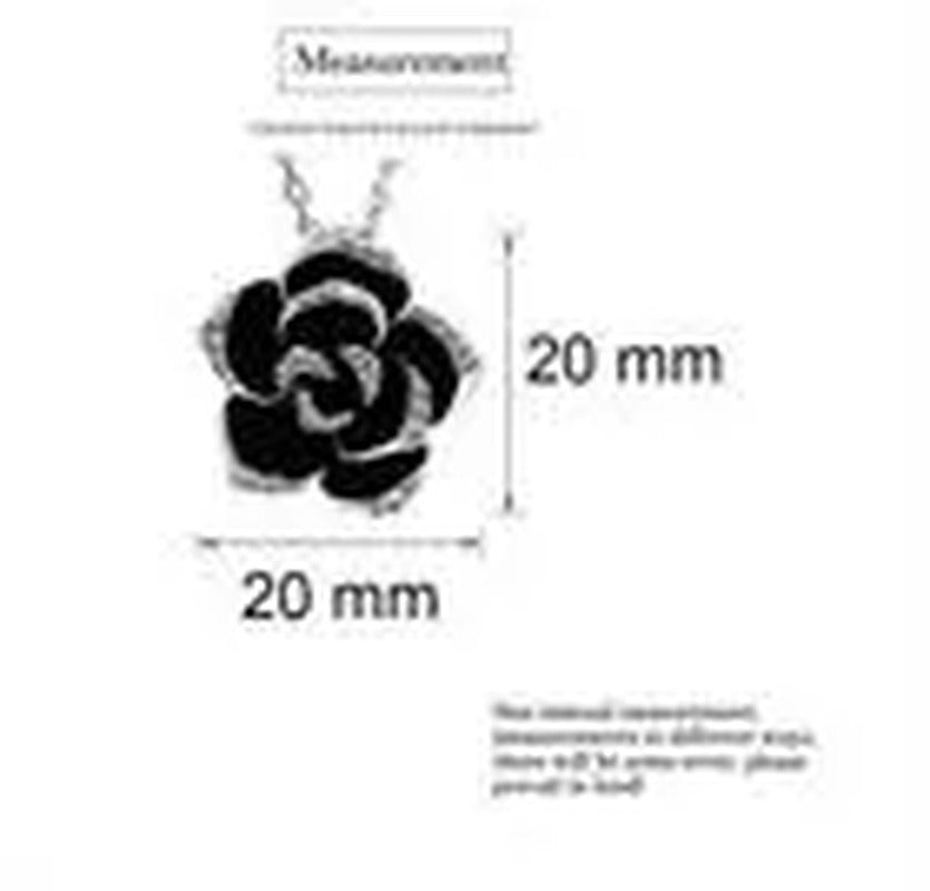 18K White Gold Plated Rhinestone Jewelry Sets Black Rose Flower Necklace Earring