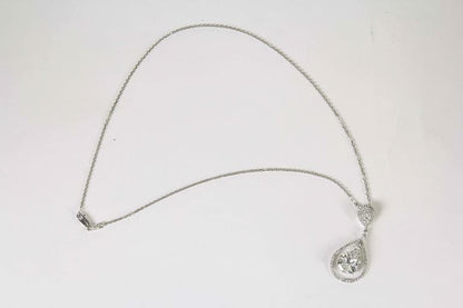 GIA CERTIFIED PEAR SHAPE F COLOR SI2 CLARITY PENDANT 5.12 CT SET .75 CT DIAMOND