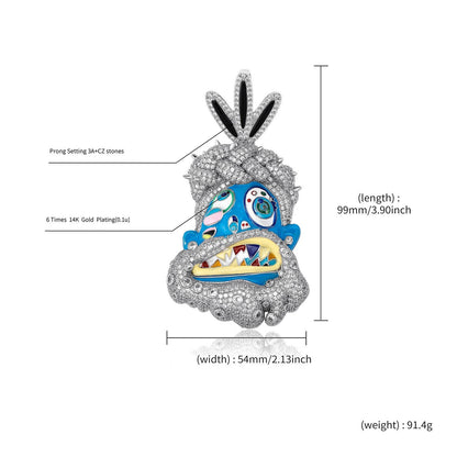Colorful Oil Dripping Cartoon Head Pendant with Diamond