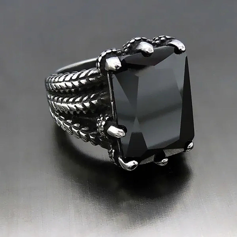 MEN'S BOY"S Dragon Claw Sapphire Ruby Blue CZ 316L Silver Stainless Steel Biker