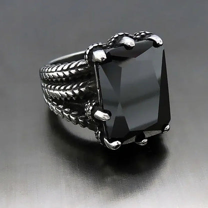 MEN'S BOY"S Dragon Claw Sapphire Ruby Blue CZ 316L Silver Stainless Steel Biker