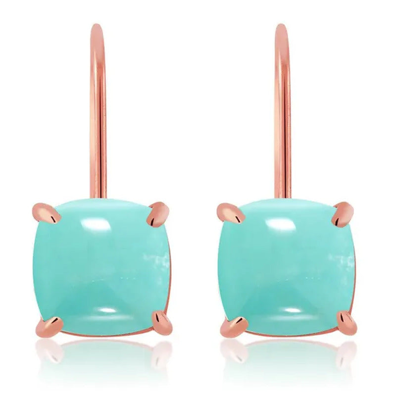 Gem Stone King 925 Silver Rose Gold Plated Sleeping Beauty Turquoise Dangle Earr