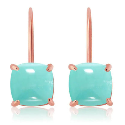 Gem Stone King 925 Silver Rose Gold Plated Sleeping Beauty Turquoise Dangle Earr