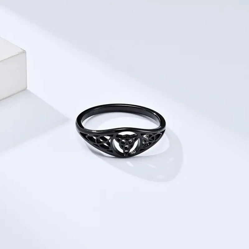 Women Men Viking Celtic Triquetera Knot Ring Titanium Stainless Steel Hollow Out