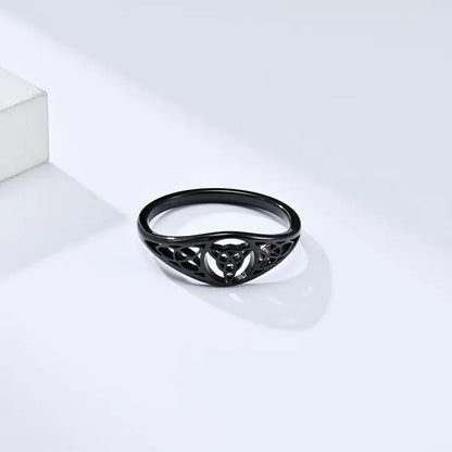 Women Men Viking Celtic Triquetera Knot Ring Titanium Stainless Steel Hollow Out