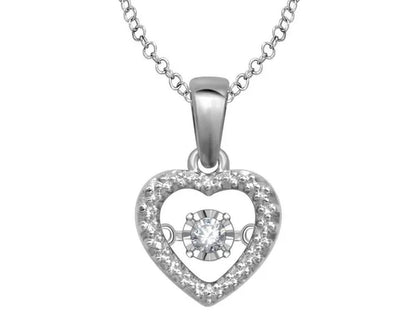 Glittering Stars Diamond Heart Pendant in Sterling Silver with Chain