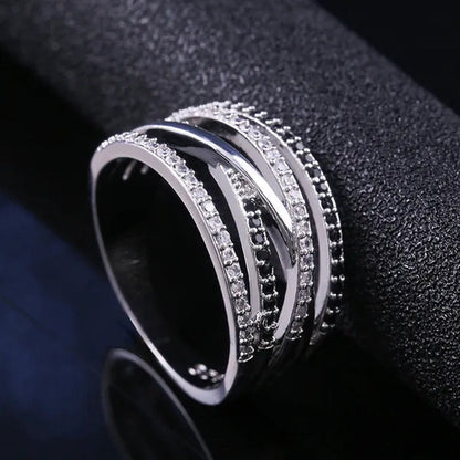 Solid 925 Sterling Silver Natural Black Sapphire Diamond Ring Anniversary Gift E