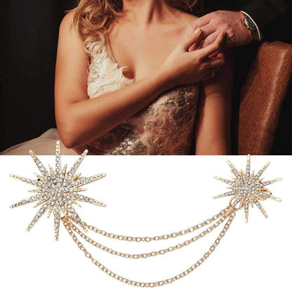 Fikalife Fashion Snowflake Brooch Alloy Tassel Chain Brooch Lady Jewelry Accesso