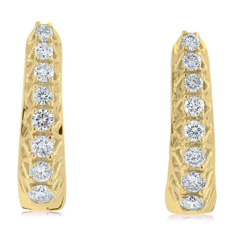 0.23 CT. T.W. Diamond Hoop Earrings in 14K Yellow Gold